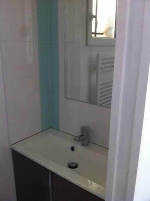 Salle de douche avec lavabo