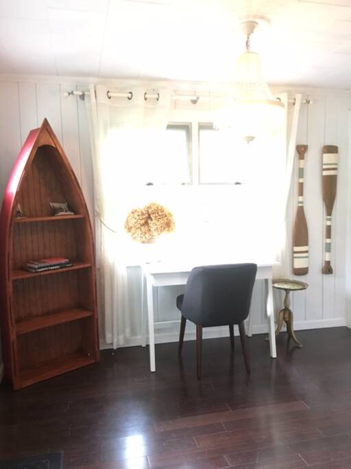 Office overlooking the backyard