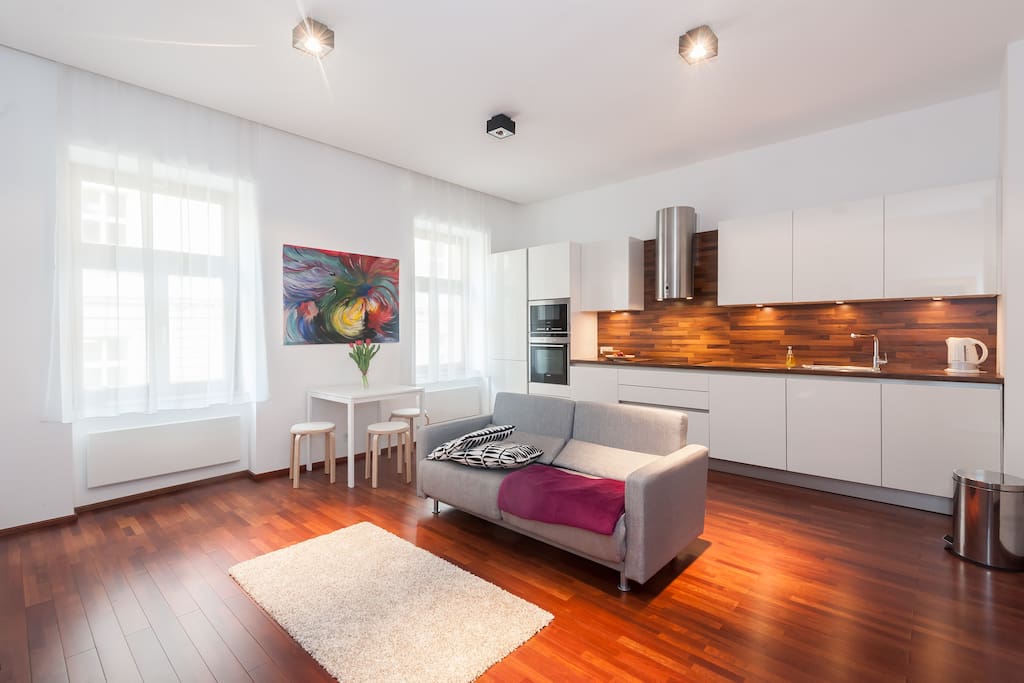 living room and kitchen