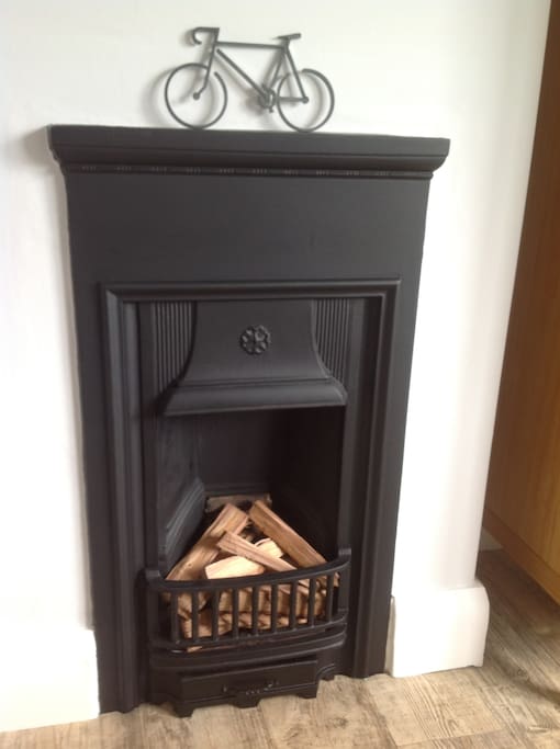 Funky fireplace.