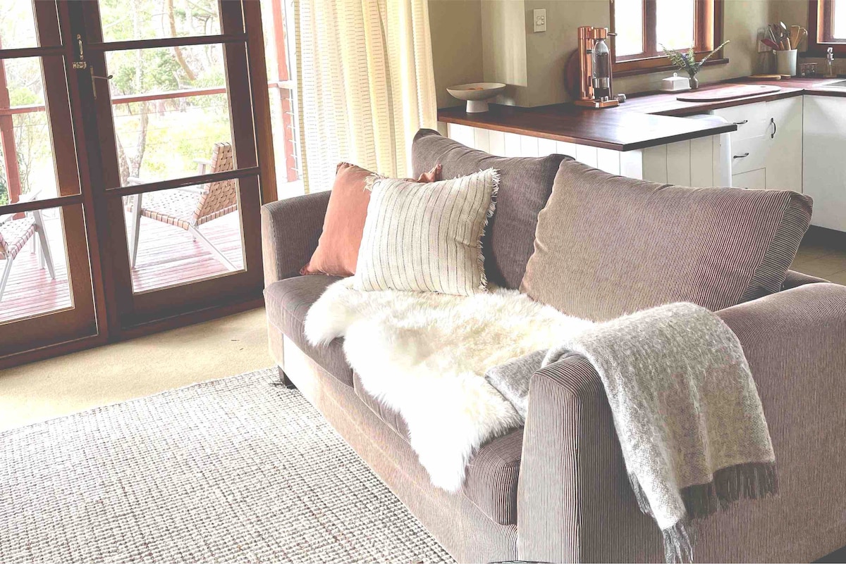 With views out to the sunny deck. 