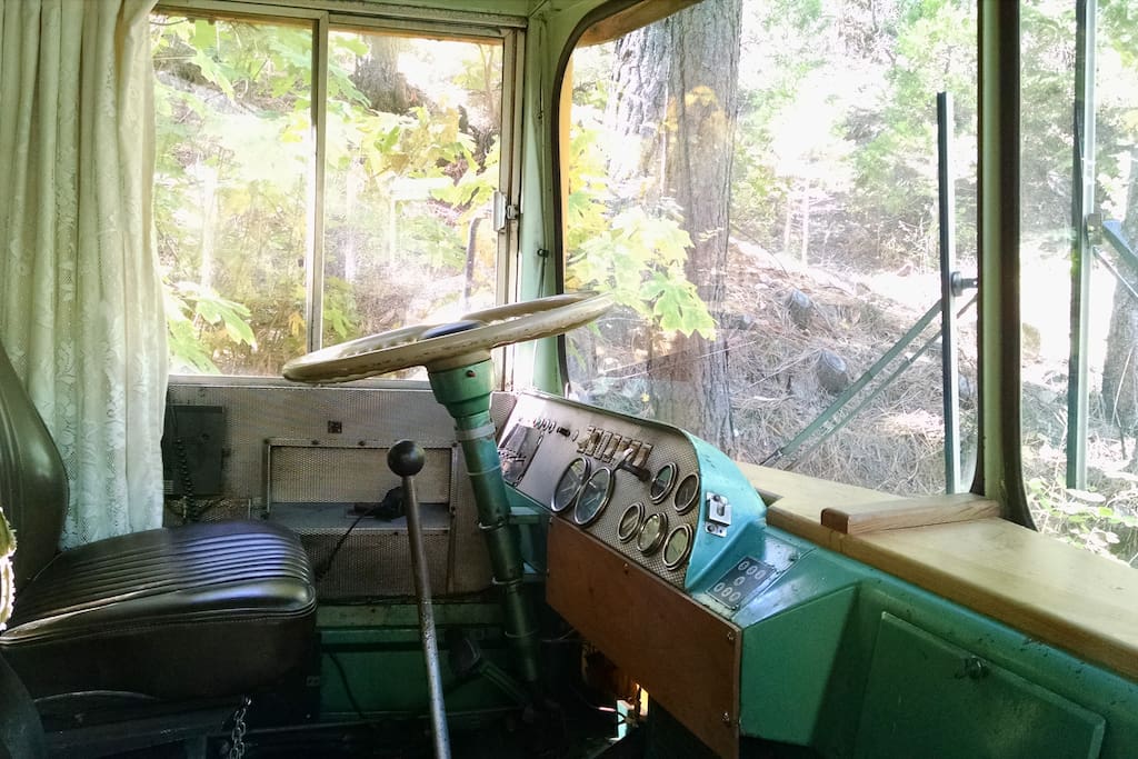 Vintage condition of bus adds fun atmosphere to camping