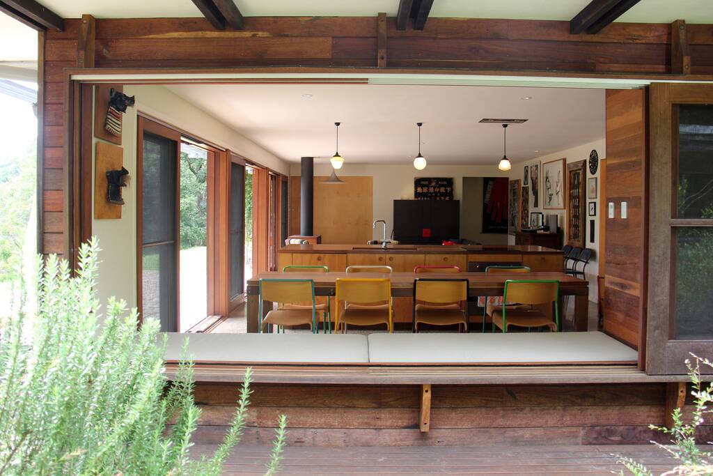 Letting the outside in. View through daybed window to kitchen.
