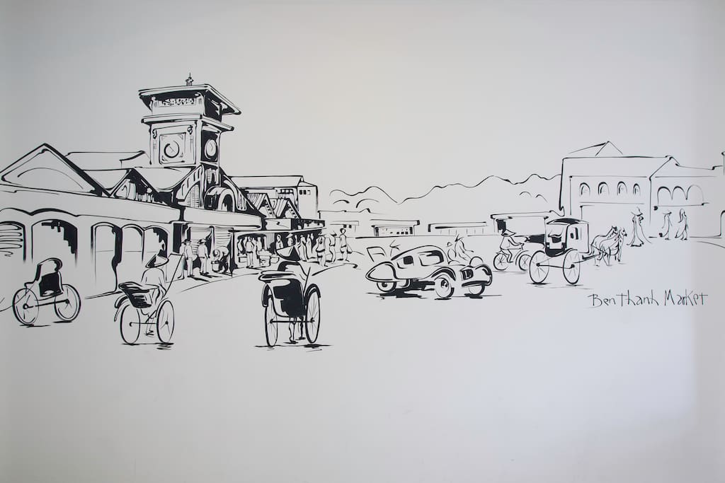 We have 3 bedrooms all artfully decorated with paintings of Vietnam sights.
