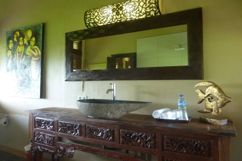 Big bathroom with rain-shower.