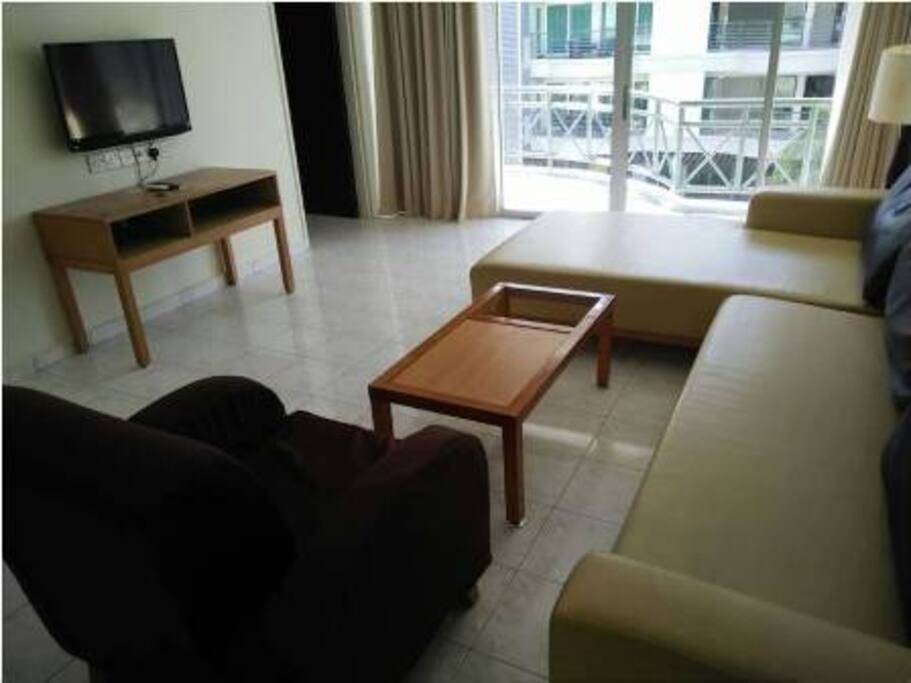 living room with balcony