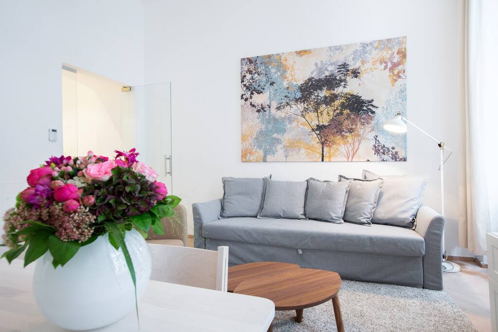 Living room with foldable couch suitable for 2 people