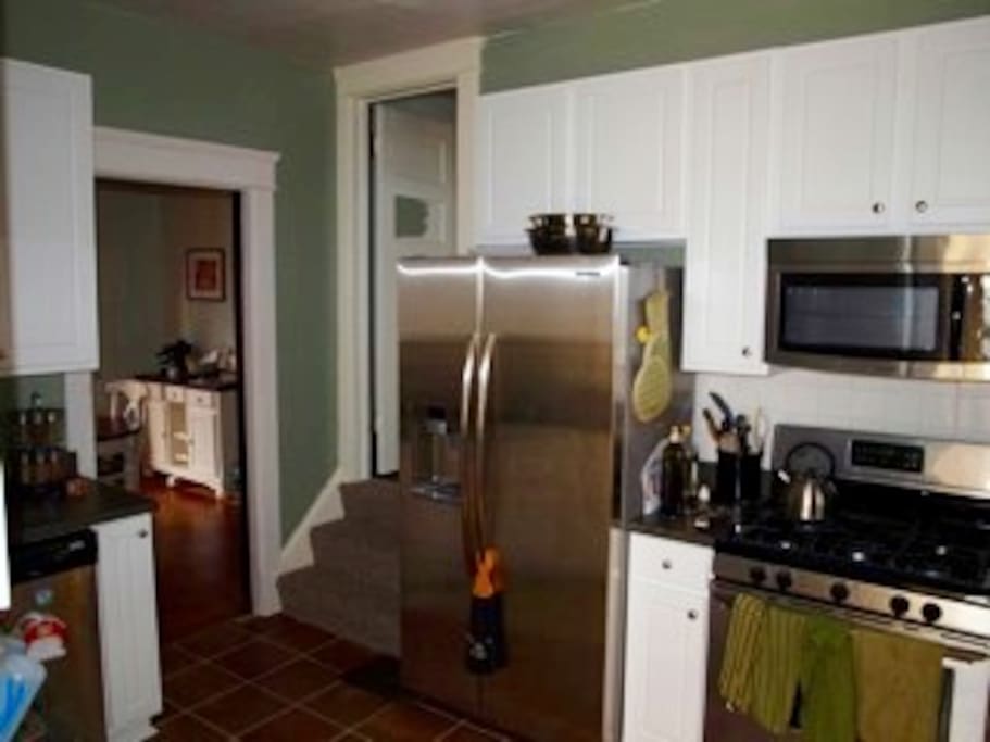 Updated kitchen with new appliances.