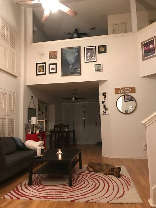 Entry into living room and loft upstairs