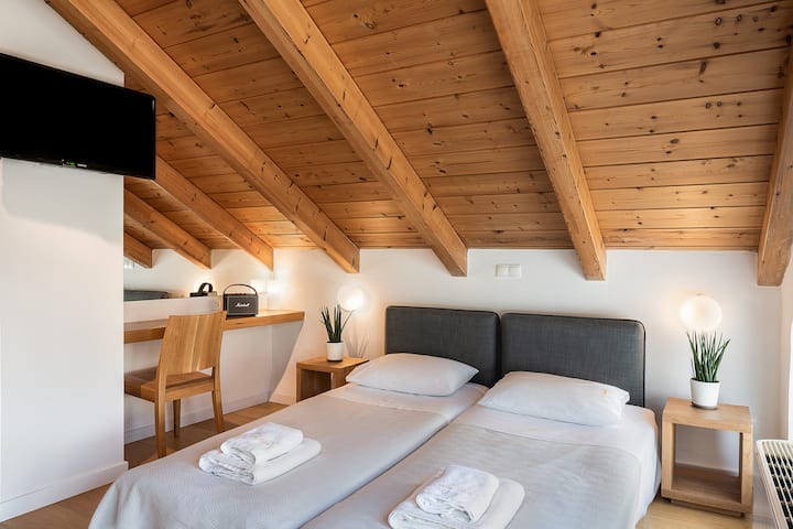 таванска дневна соба со каучи на спуштање