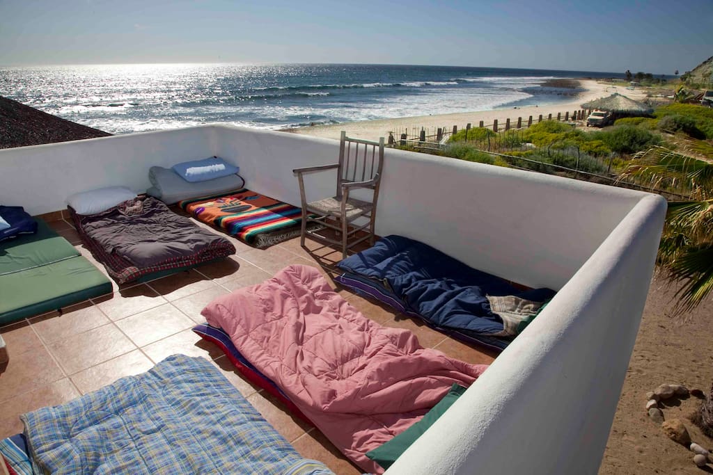 Private patio overlooking San Pedrito surf break.