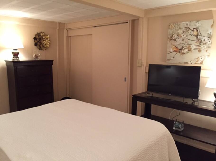 Bedroom with large dresser