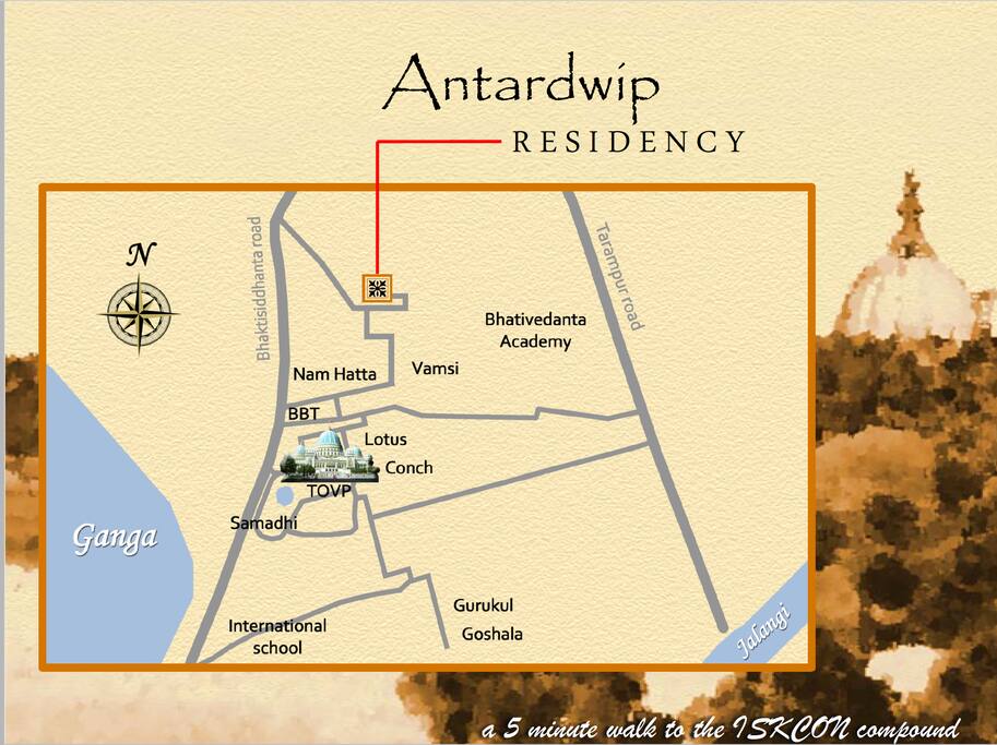 Location is 4 mins walk from ISKCON Temple