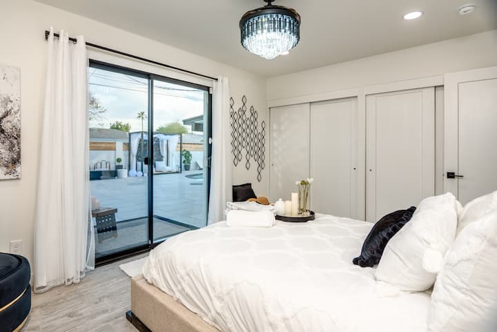 Master bedroom walk out to the backyard