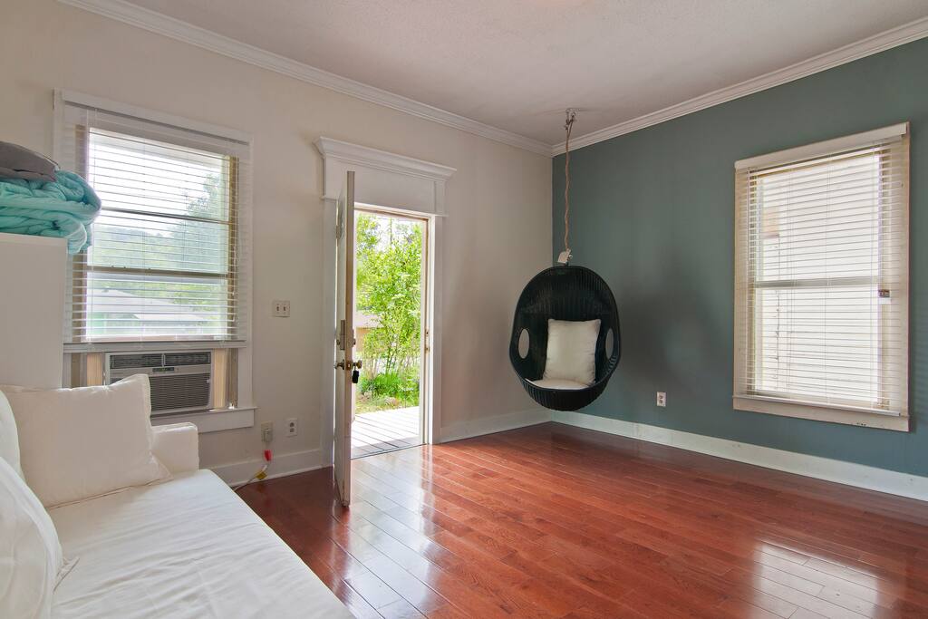 Living room and hanging egg chair