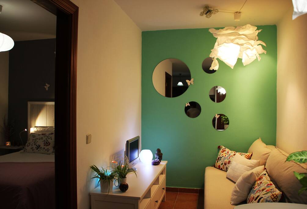 Sala de estar y acceso habitación