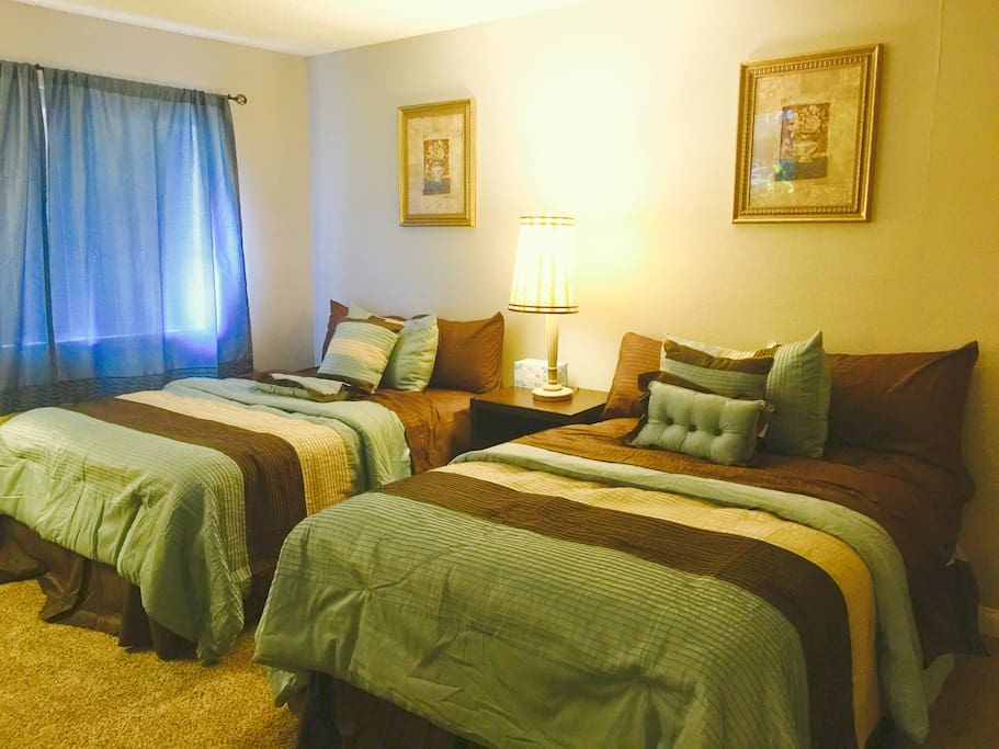 Master Bedroom with 2 Queen size Sealy Beautyrest double Pillow Top Mattress