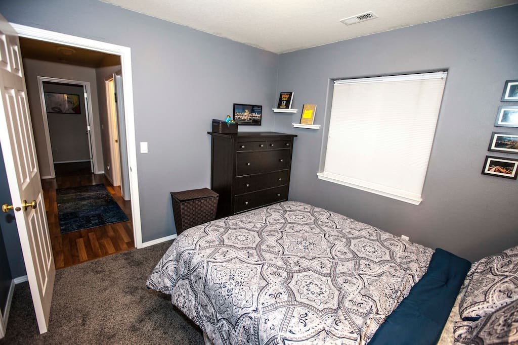 Upstairs bedroom on back side of house for a restful sleep in quite neighborhood.