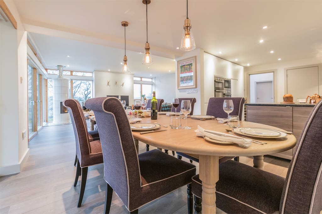 Dining area seating up to 12. Lights can be dimmed for added ambience