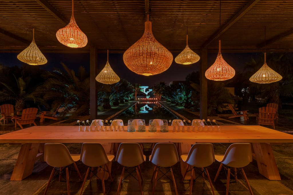pool house by night