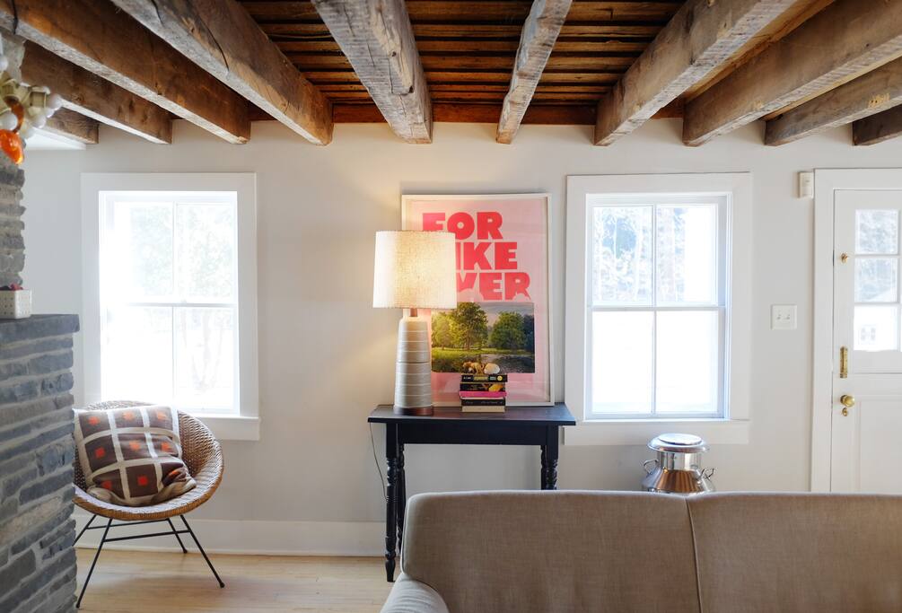 The ceiling beams were milled by the creek