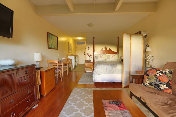 La cama de tamaño completo acaba de ser mejorada a una cama tamaño queen y futong de tamaño completo. Esta es una escapada perfecta cerca de tiendas convenientes, restaurantes populares y ubicado al otro lado de la playa. Consulta mi guía en esta aplicación.