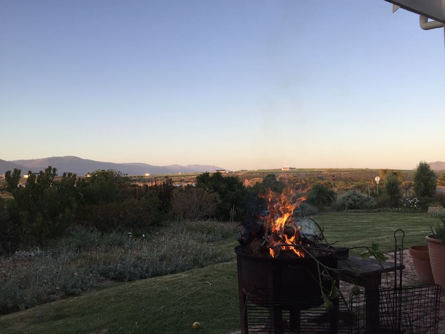 View from the western patio, towards Benguela Cove wine estate across the estuary
