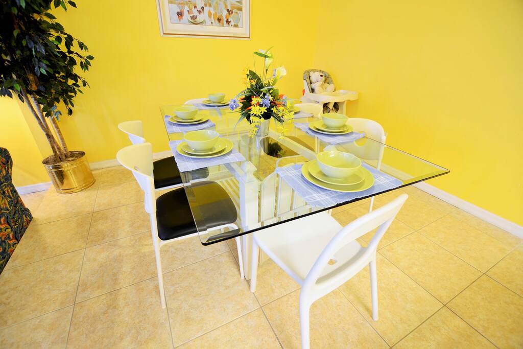 dining area with high chair