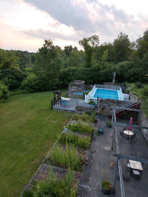 Pool & patio view from barn.