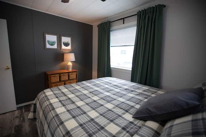 Bedroom 1: queen bed and large closet