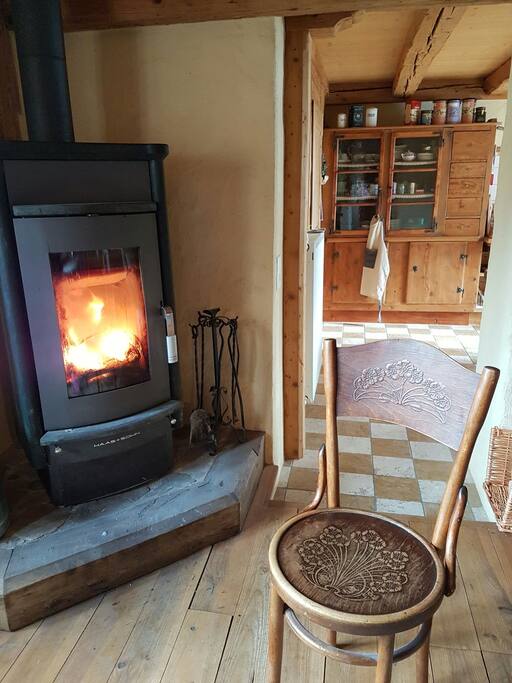 Poele a bois a l'etage