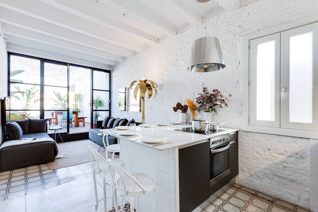 Living room and open kitchen