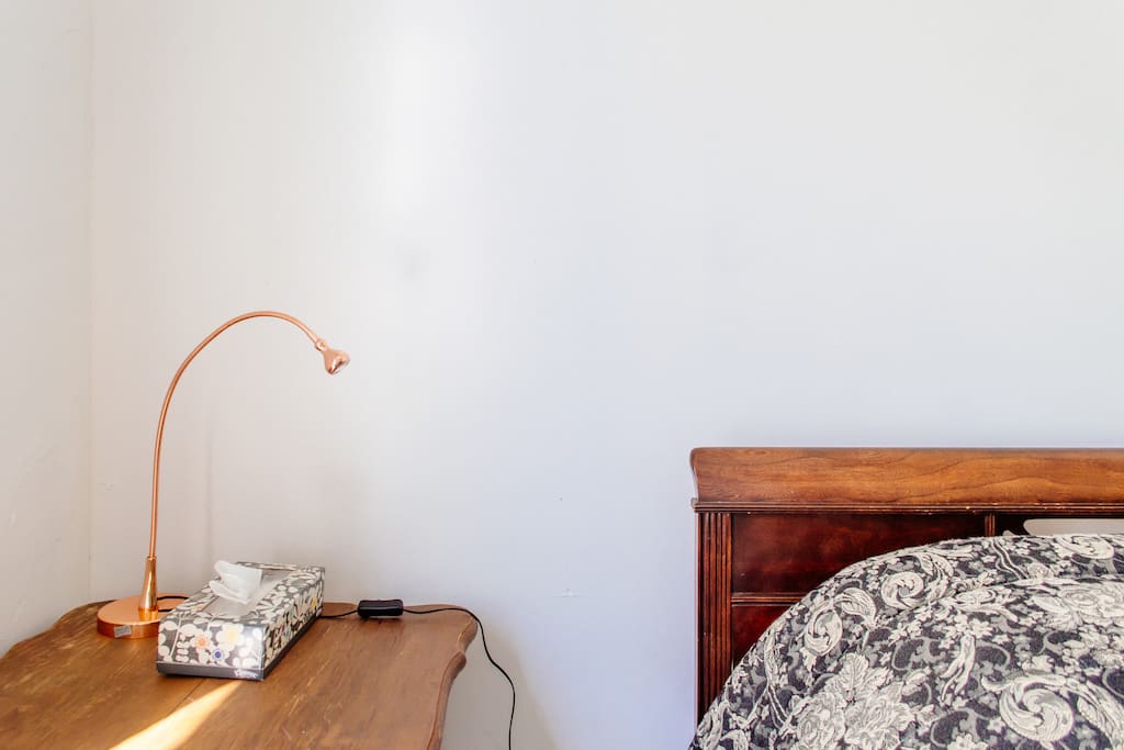 Bedside table and lamp