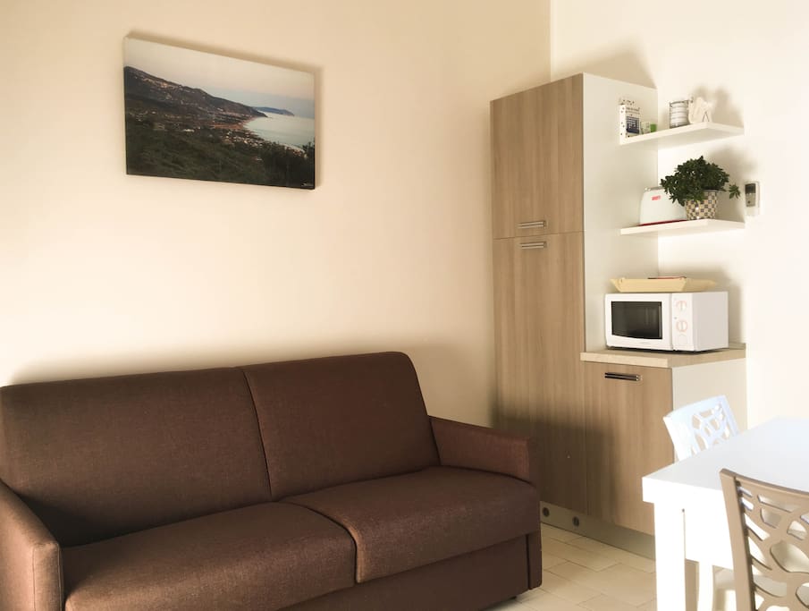 Area giorno con divano letto chiuso