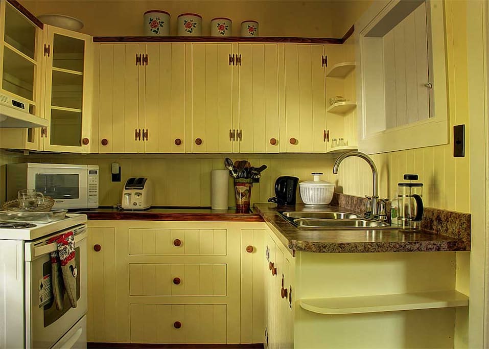 Well stocked kitchen.