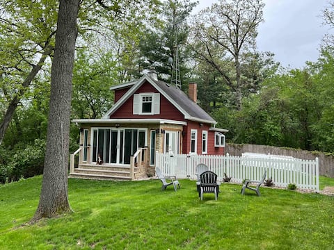 Tiny Red House on Lake Delavan