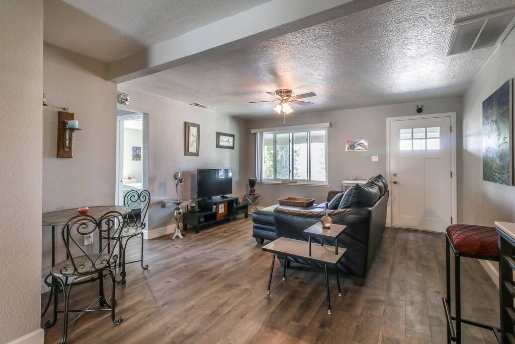 Lion House, features lots of windows, yard space, seating and original Denver artwork.