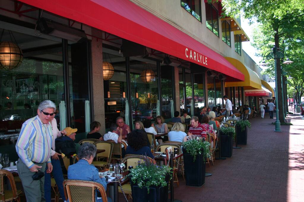 Take the pedestrian overpass walkway to Shirlington Village. 5 min walk.