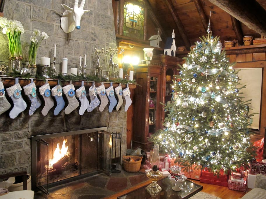 The main room can handle a nice tall tree.