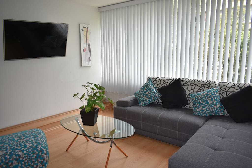 Living room with flat screen, Netflix and cable TV