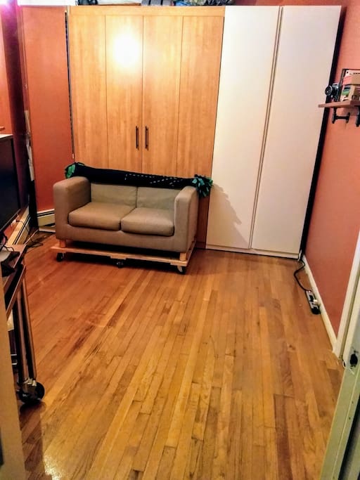 Room with murphy bed up