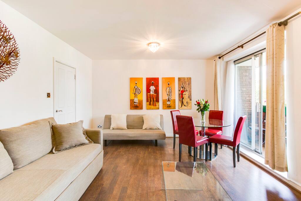 Living Room Showing two Sofa Beds for up to 5 Adults (plus Travel Crib for child up to 5 years old)