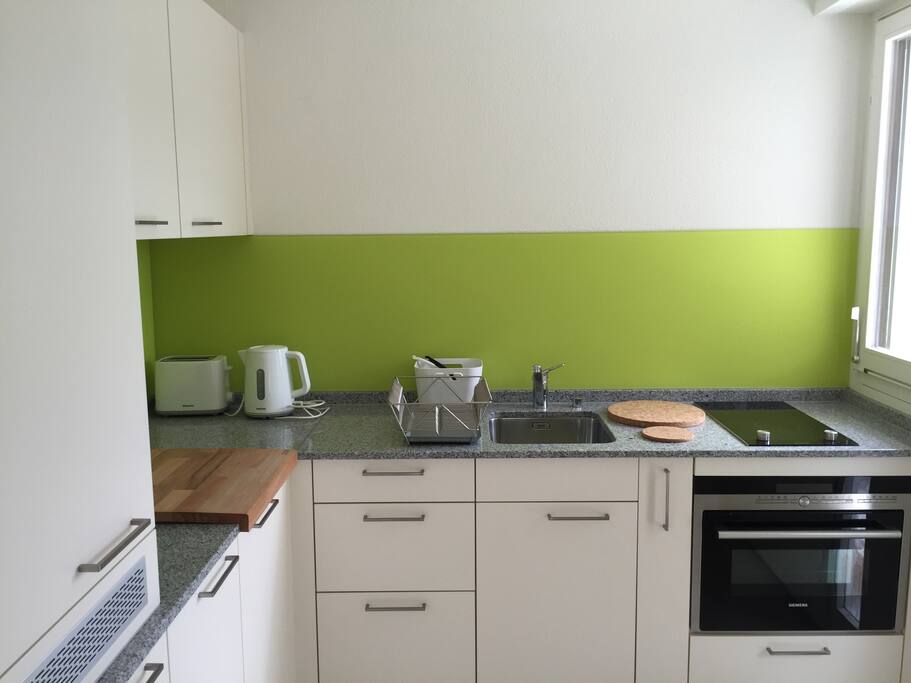Brand new private kitchen with fridge,washer/ dryer, nespresso machine, stove, combi micro/ oven.