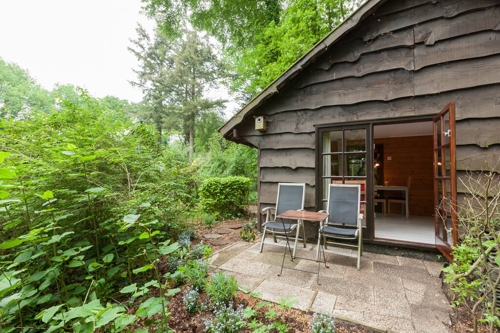 uitzicht op chalet en zijn terras