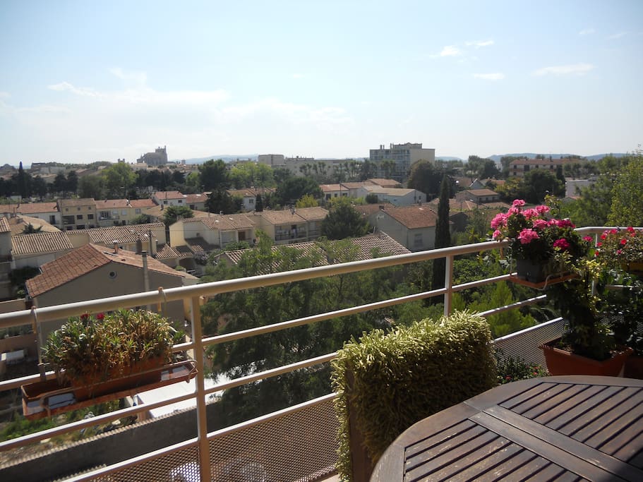Belle terrasse ensoleillée et fleurie
Aucun vis à vis vue sur Narbonne,cathédrale et Canigou