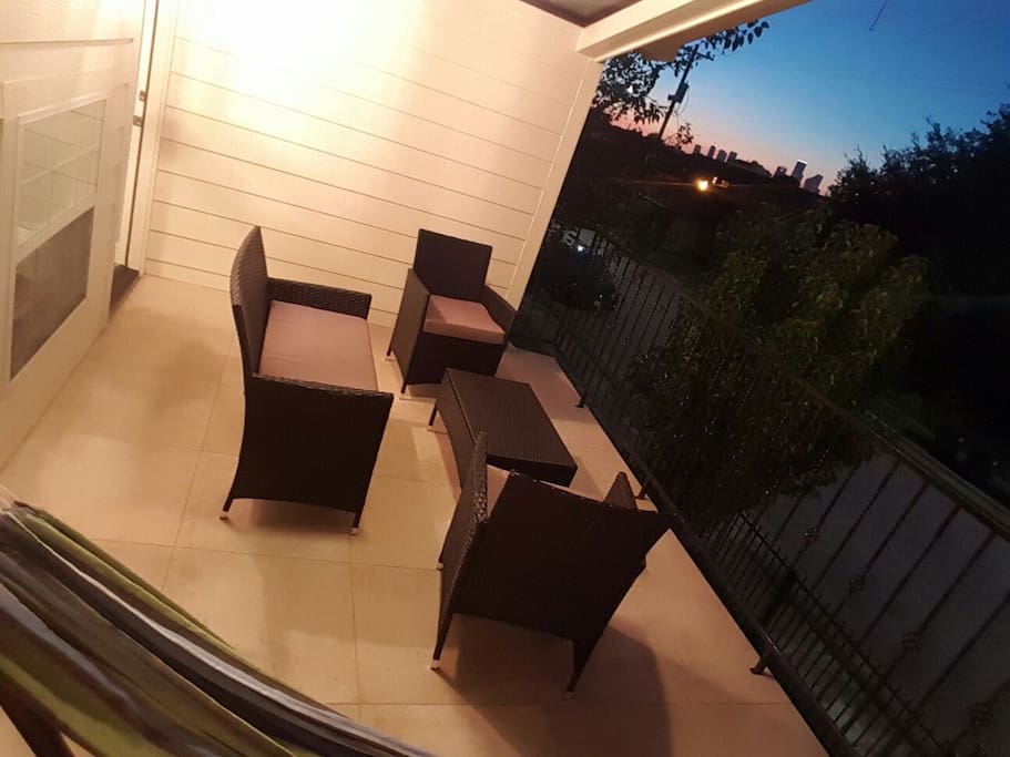Balcony with seating and a Hammock!