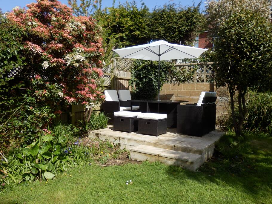 Sun trap patio in back garden