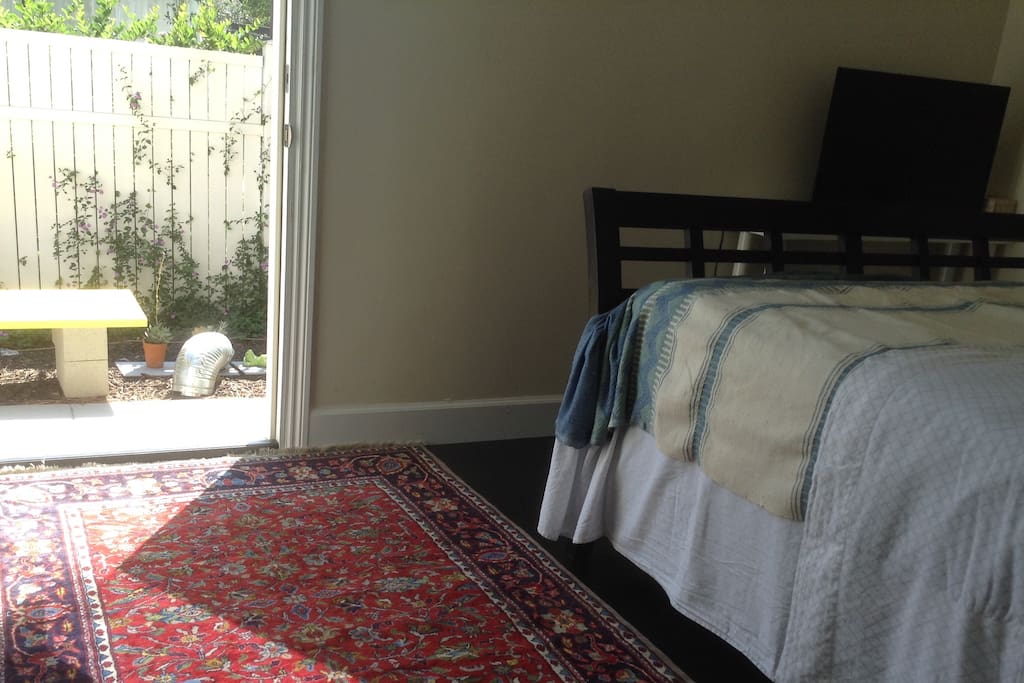 The room has its own private entrance which you can use to step out into the backyard to enjoy the California sun!!!!