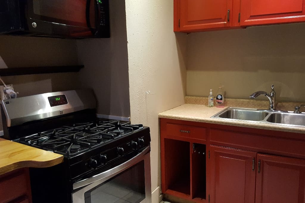 gas stove and microwave