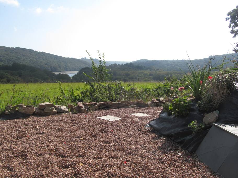 View of the estuary from the sitting area at the end of the garden.
